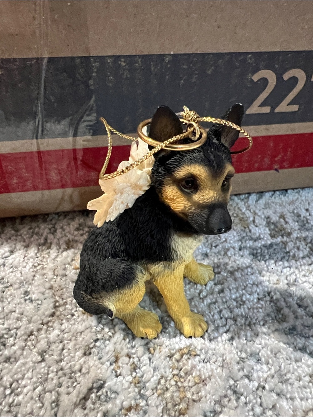 Angel dog Black and Tan Dog Figurine Christmas Ornament - z28